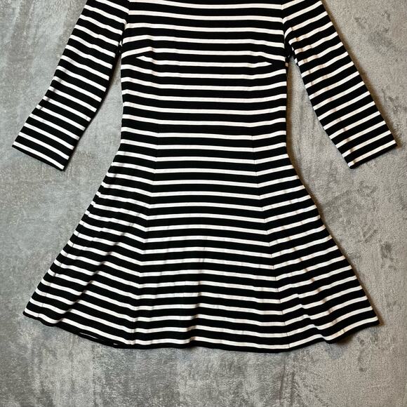 Kate Spade‎ Broome Street Black & White Stripe Fit & Flare Dress Size Small - Picture 2 of 8